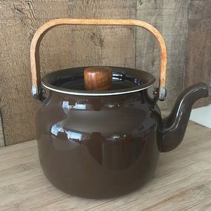 Mid Century Danish Modern Brown Enamel Teapot